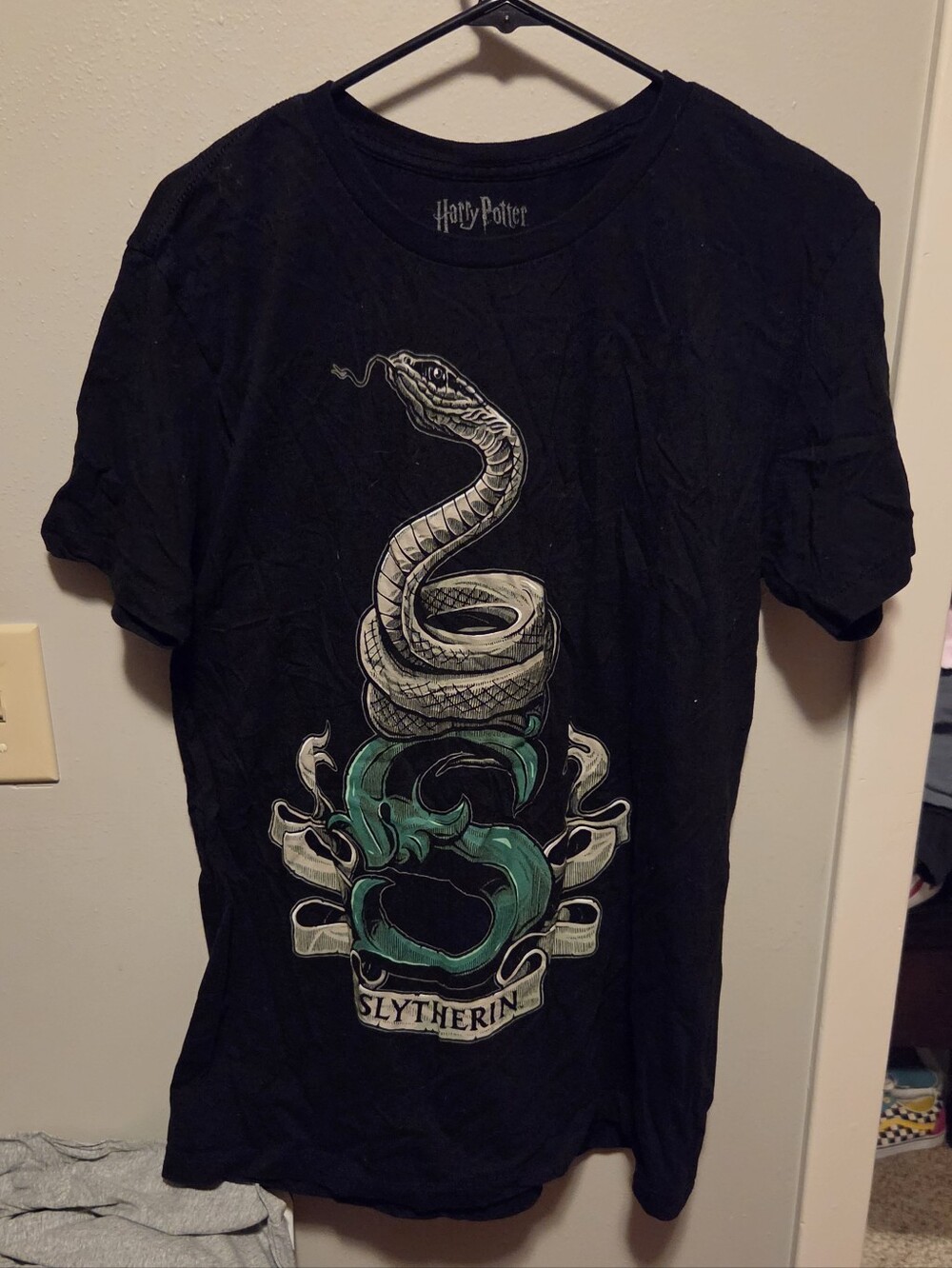 Warner Bros. Black Slytherin T‑Shirt with Green Snake Graphic